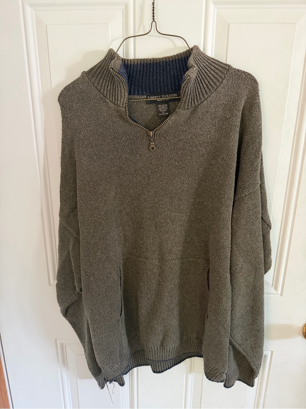 Men's Quarter-Zip Sweater Pullover - Olive Gray